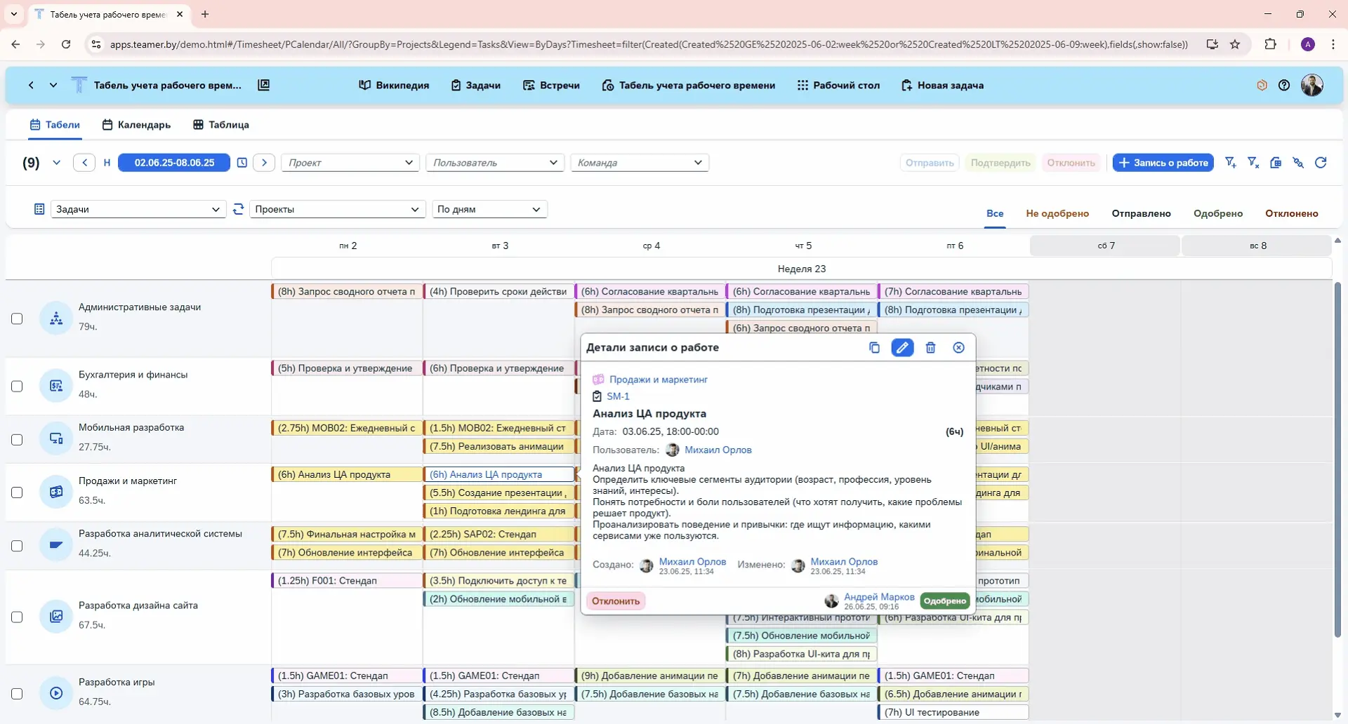 Рабочее время в Teamer: планирование и согласование графика работы сотрудников с учетом задач, зависимостей и расписания команды